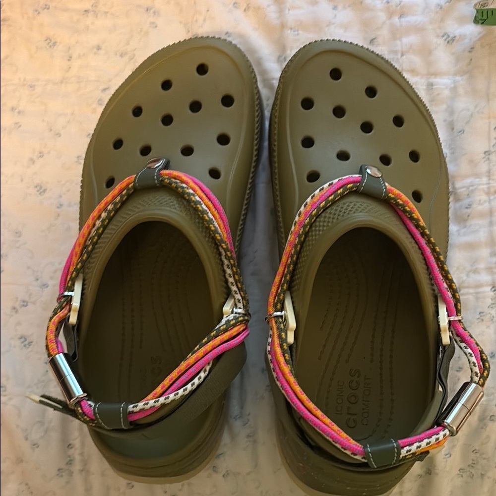 CROCS Khaki with Colorful Straps